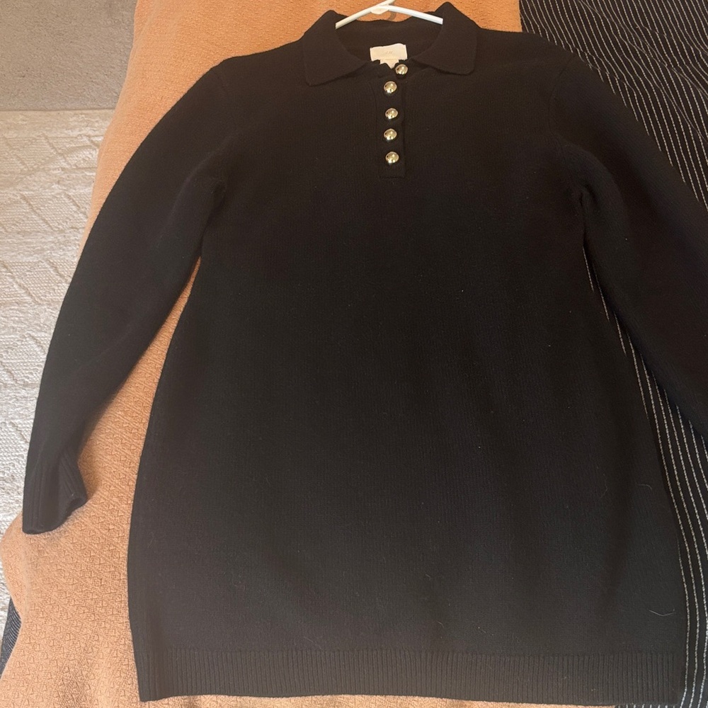 Black Long Sleeve gold button dress